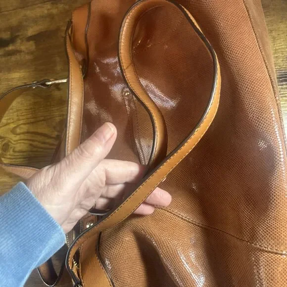 Vintage Makowsky Satchel Bag Brown Leather Large Handbag 16x9x7 Chic Style - Picture 12 of 16